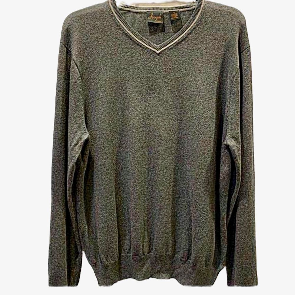 Jos. A Bank Gray Cotton/Cashmere‎ v-Neck Sweater M